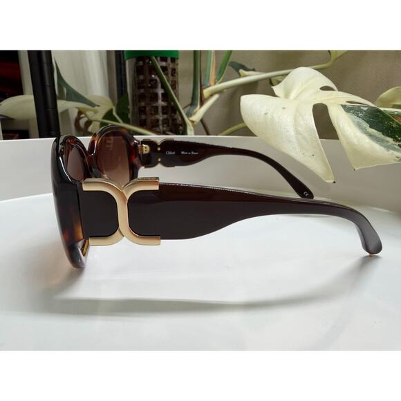 Chloe Oversized Square Sunglasses Tortoise Shell CL2240A C04 Gold Hardware main image 12